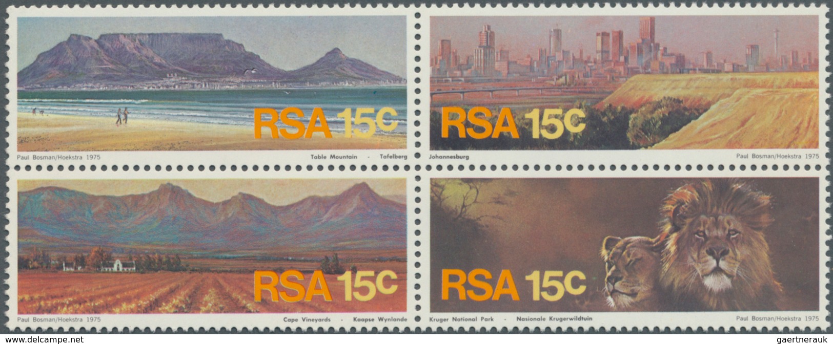 Südafrika: 1975, Tourism Se-tenant Block Of Four (Table Mountain, Cape Vineyards, Johannesburg And L - Gebraucht