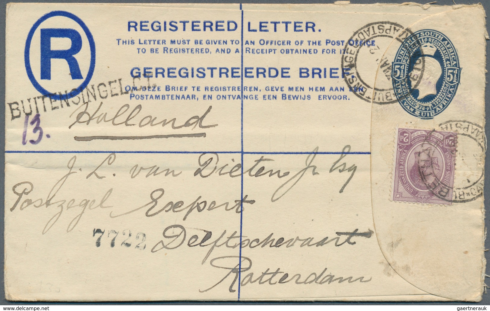 Südafrika - Ganzsachen: REGISTERED LETTERS: 1915/80 (ca.), Duplicated Accumulation Of About 220 Most - Sonstige & Ohne Zuordnung