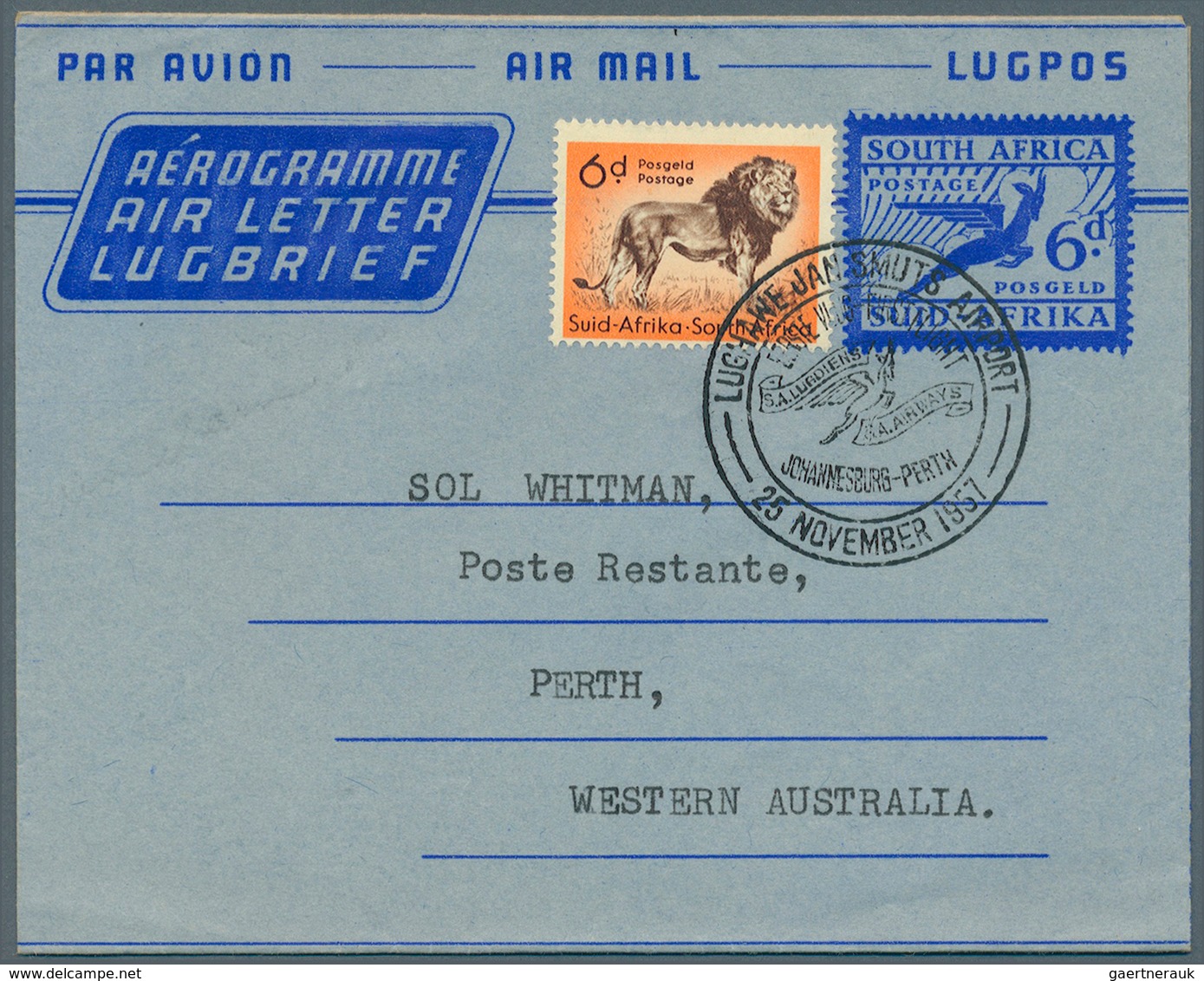Südafrika - Ganzsachen: 1941/2002 (ca.), Specialised Collection With About 200 Used Airletters, AERO - Sonstige & Ohne Zuordnung