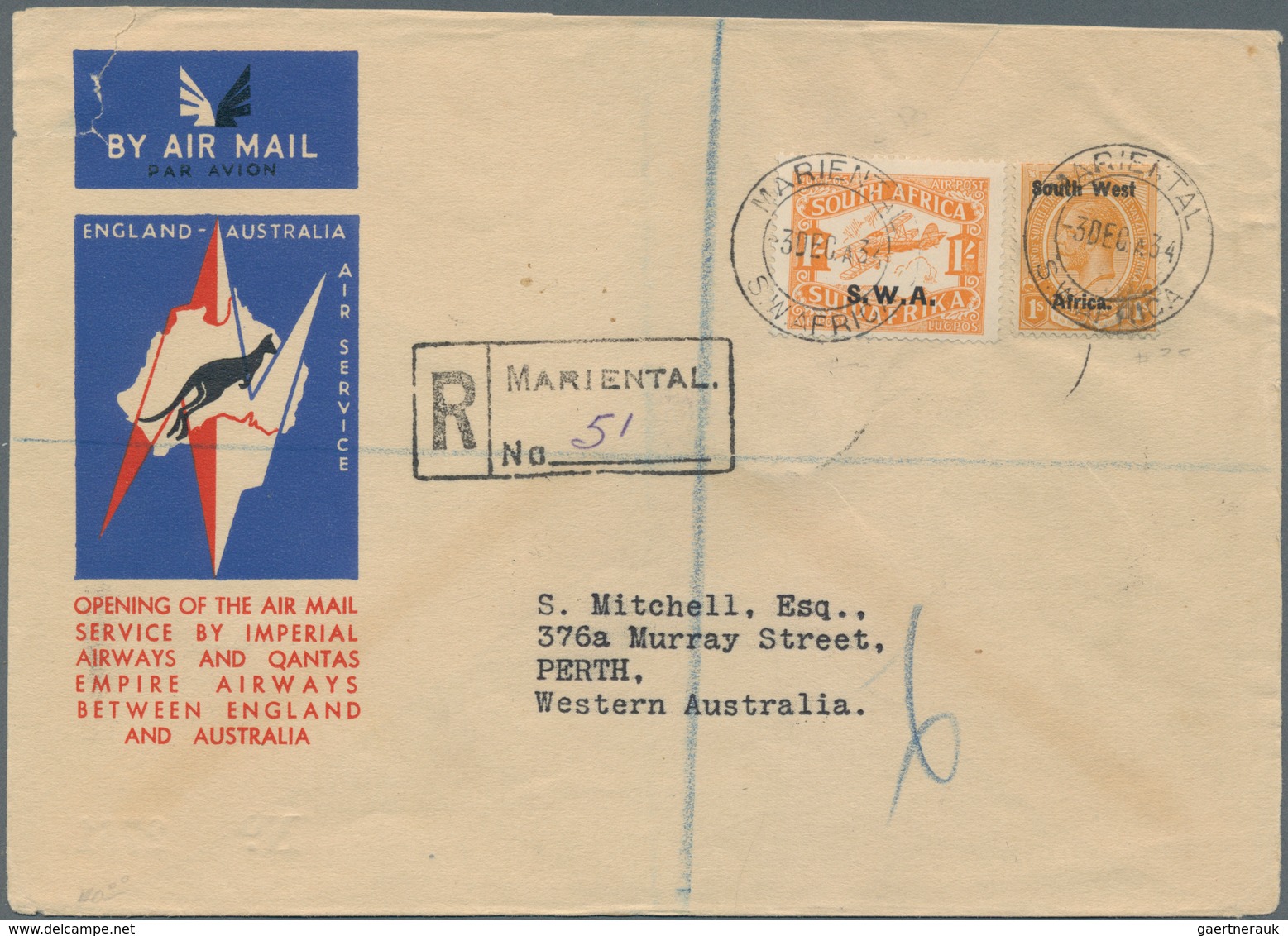 Südwestafrika: 1923/1950 (ca.), Accumulation With About 60 Covers Incl. Registered And Airmails, A F - South West Africa (1923-1990)