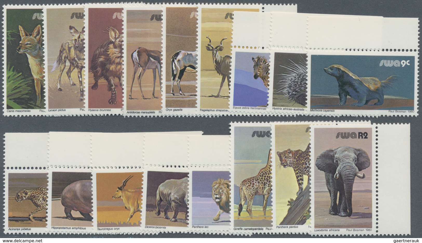 Südwestafrika: 1980, Animals Definitive Issue Complete Set Of 17 In A Lot With 45 Sets Mostly In Lar - Südwestafrika (1923-1990)