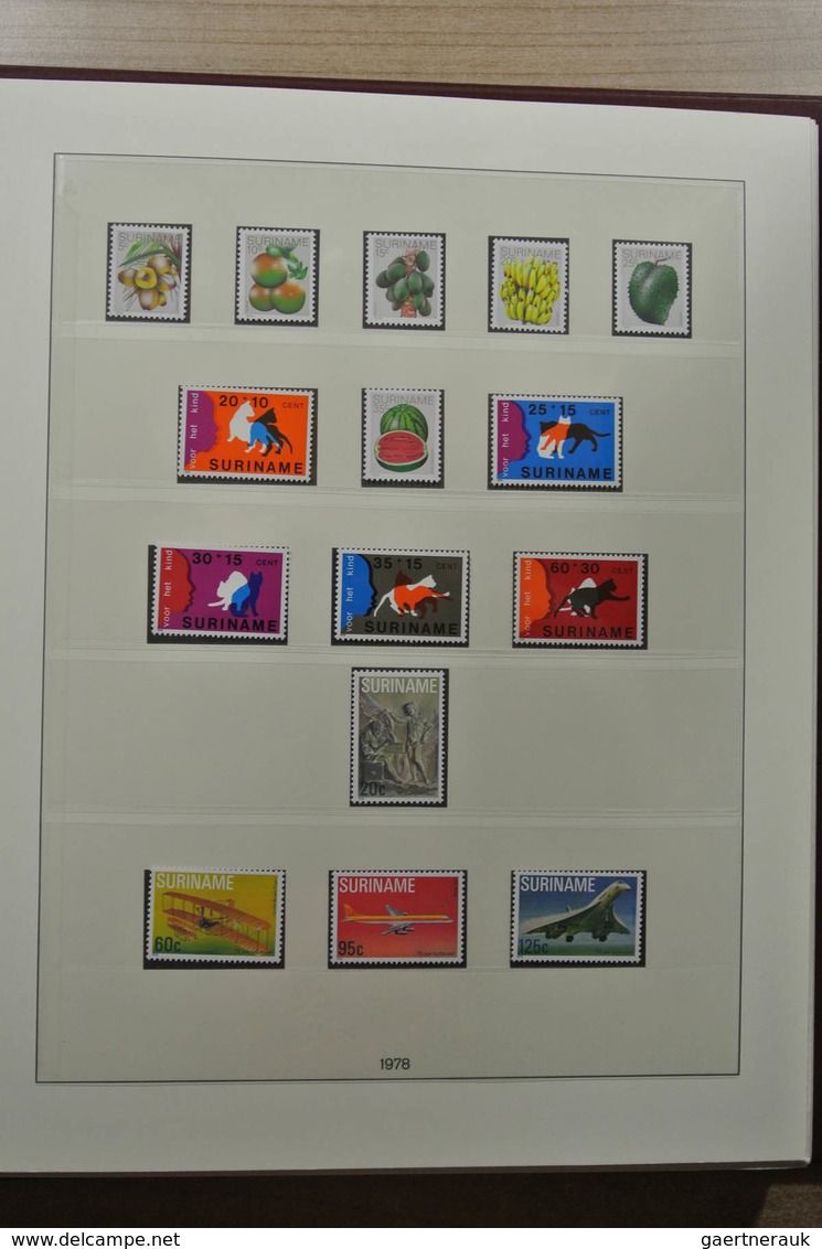 Surinam: 1975-2015: Apparently complete, MNH collection Suriname 1975-2015 in 4 albums (3 Lindner an