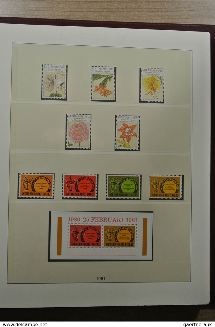 Surinam: 1975-2015: Apparently complete, MNH collection Suriname 1975-2015 in 4 albums (3 Lindner an