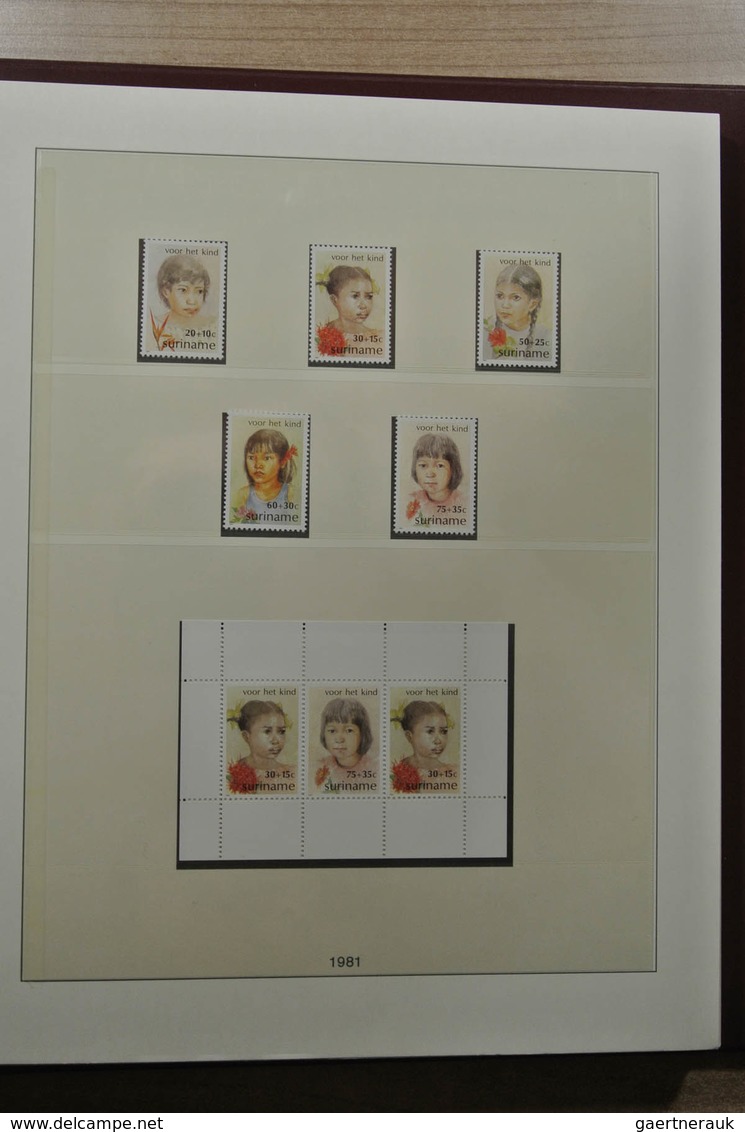 Surinam: 1975-2015: Apparently complete, MNH collection Suriname 1975-2015 in 4 albums (3 Lindner an