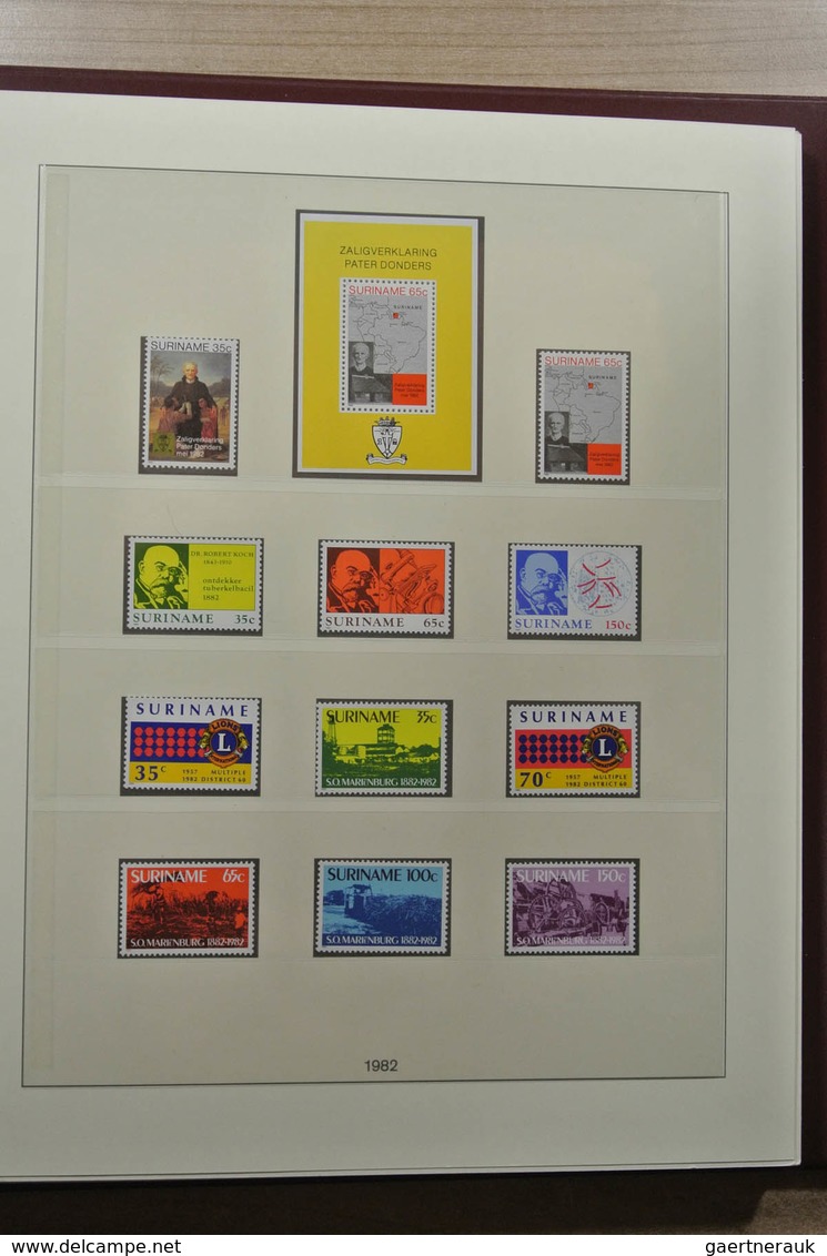 Surinam: 1975-2015: Apparently complete, MNH collection Suriname 1975-2015 in 4 albums (3 Lindner an