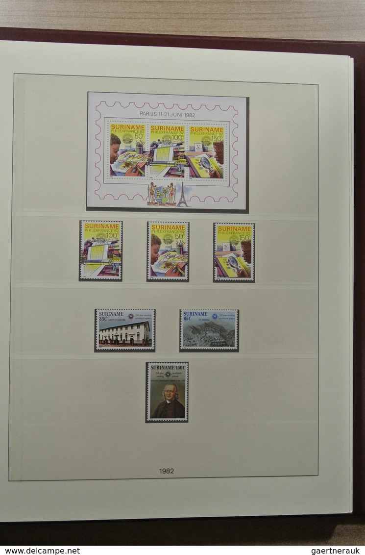 Surinam: 1975-2015: Apparently complete, MNH collection Suriname 1975-2015 in 4 albums (3 Lindner an