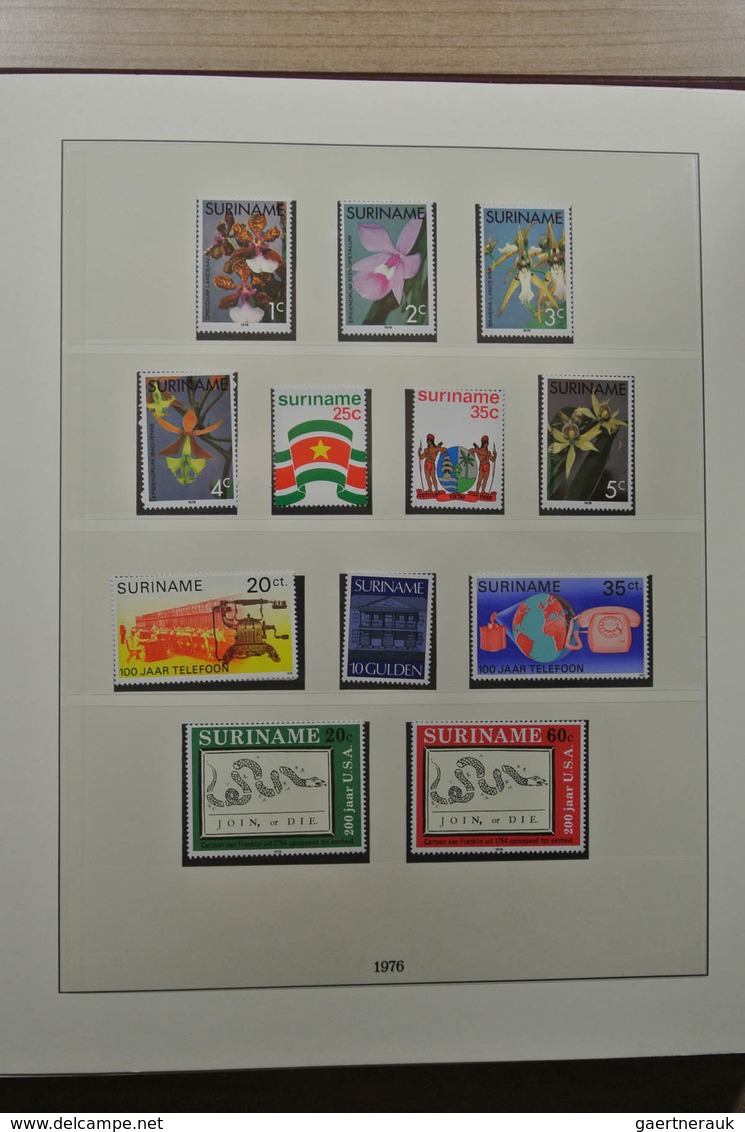 Surinam: 1975-2015: Apparently complete, MNH collection Suriname 1975-2015 in 4 albums (3 Lindner an