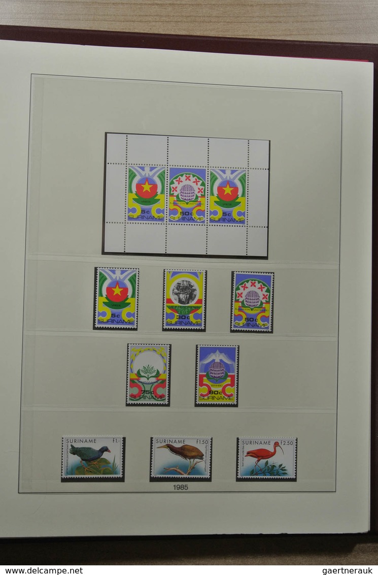 Surinam: 1975-2015: Apparently complete, MNH collection Suriname 1975-2015 in 4 albums (3 Lindner an