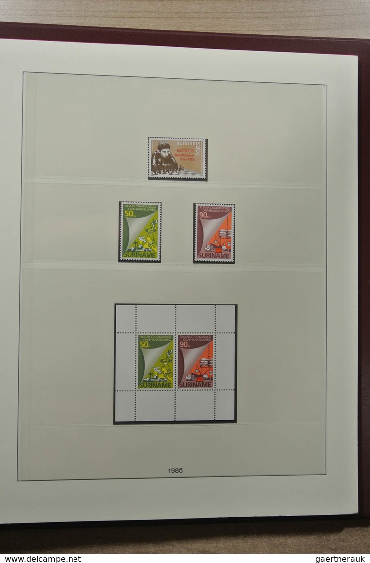 Surinam: 1975-2015: Apparently complete, MNH collection Suriname 1975-2015 in 4 albums (3 Lindner an