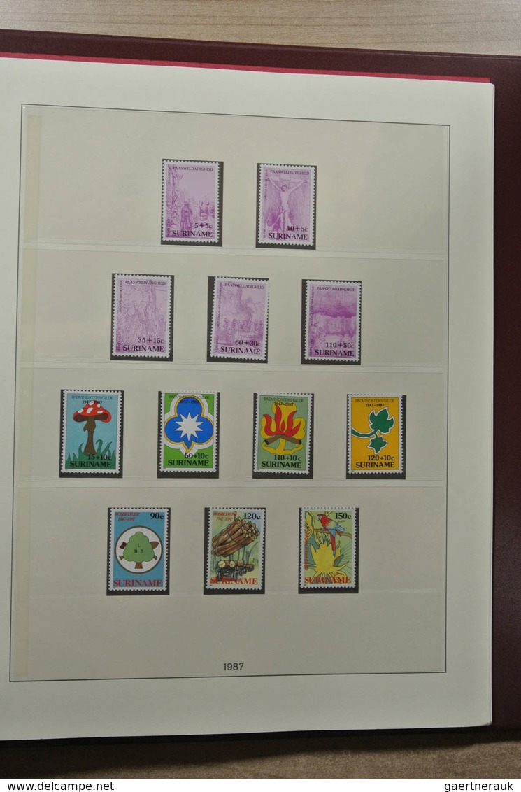 Surinam: 1975-2015: Apparently complete, MNH collection Suriname 1975-2015 in 4 albums (3 Lindner an