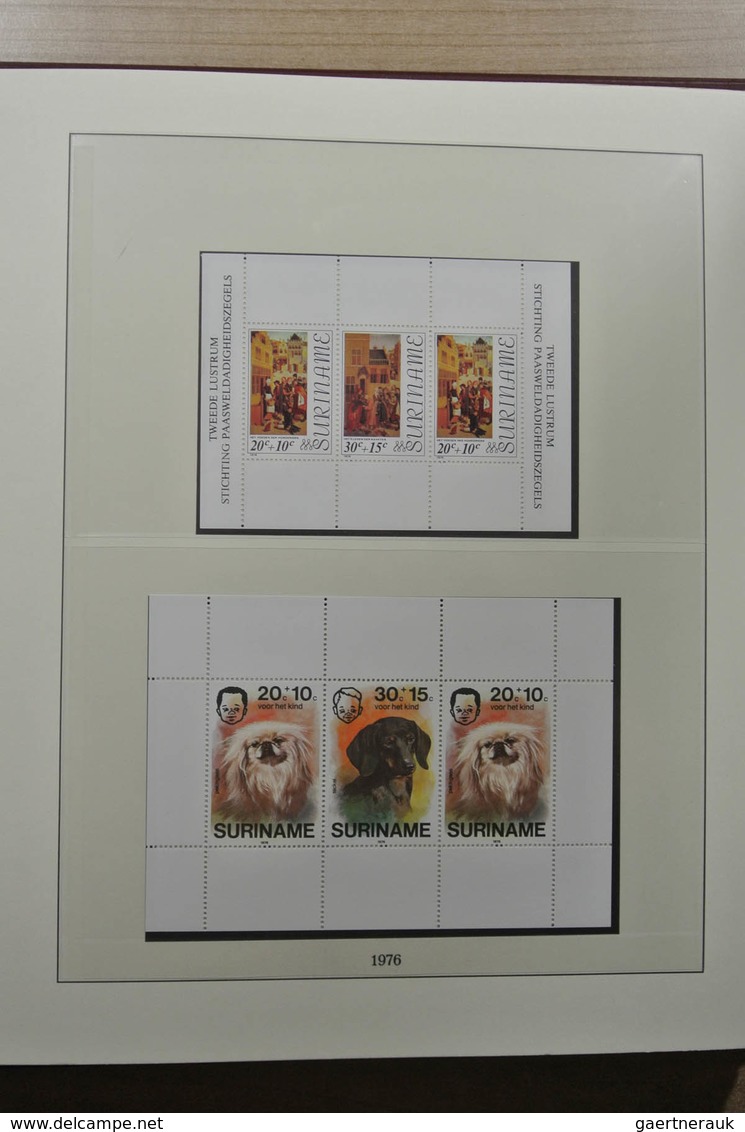 Surinam: 1975-2015: Apparently complete, MNH collection Suriname 1975-2015 in 4 albums (3 Lindner an