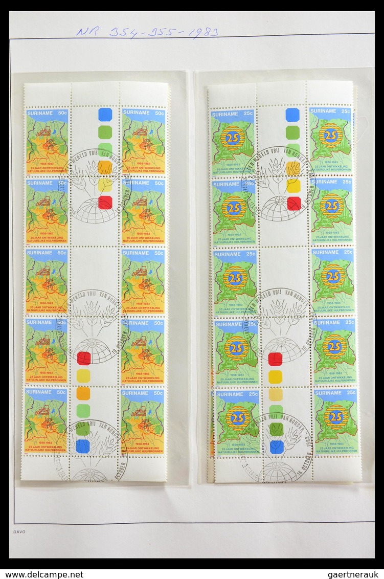 Surinam: 1977-2003: Beautiful, very extensive, cancelled collection gutterpairs of Surinam 1977-2003