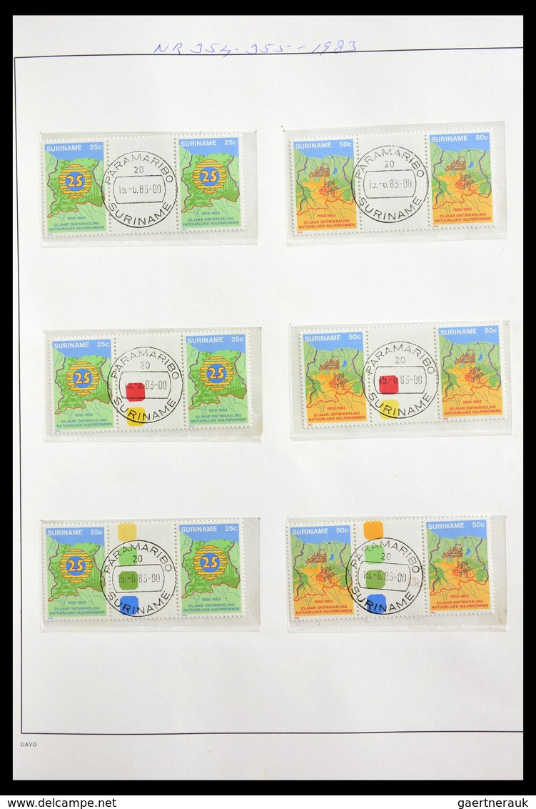 Surinam: 1977-2003: Beautiful, very extensive, cancelled collection gutterpairs of Surinam 1977-2003