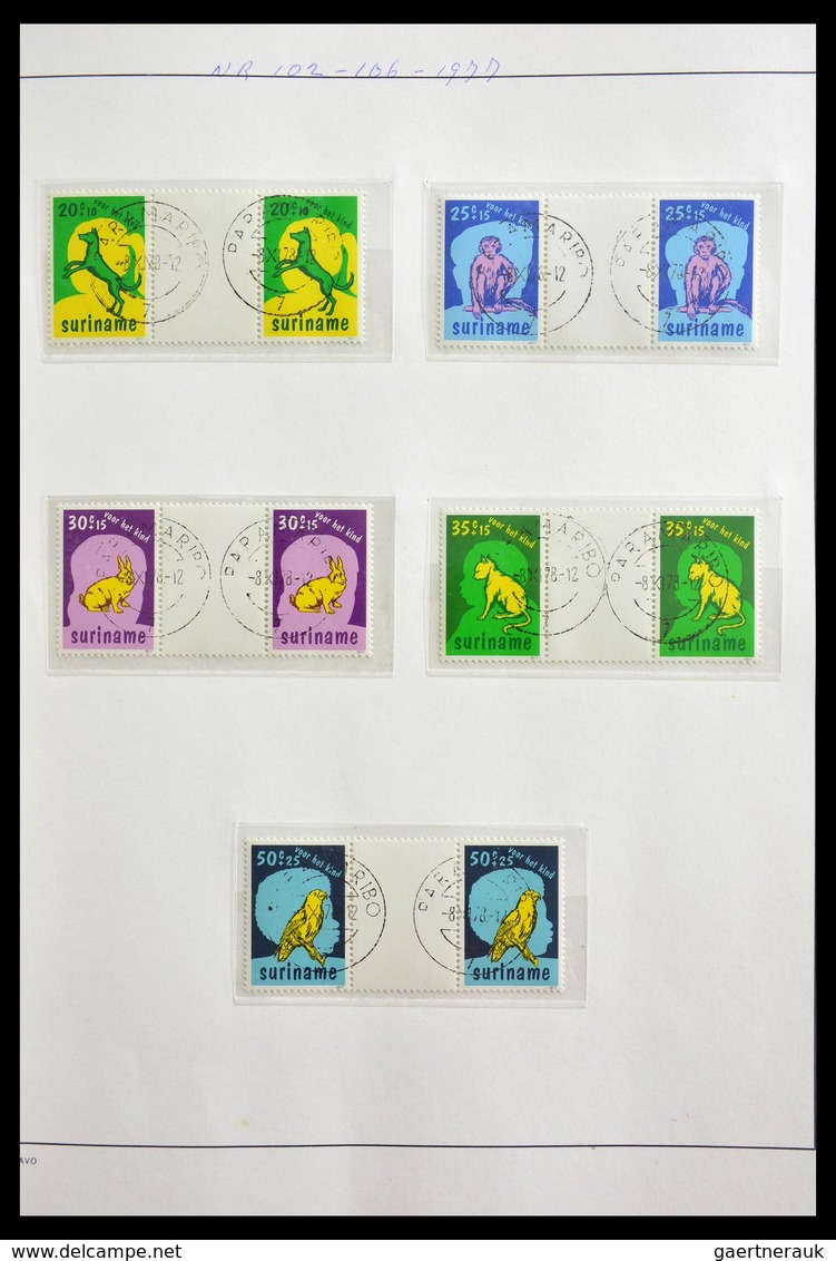 Surinam: 1977-2003: Beautiful, very extensive, cancelled collection gutterpairs of Surinam 1977-2003