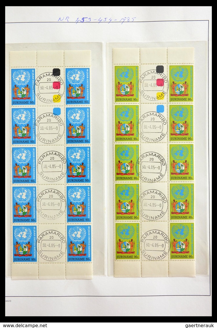 Surinam: 1977-2003: Beautiful, very extensive, cancelled collection gutterpairs of Surinam 1977-2003