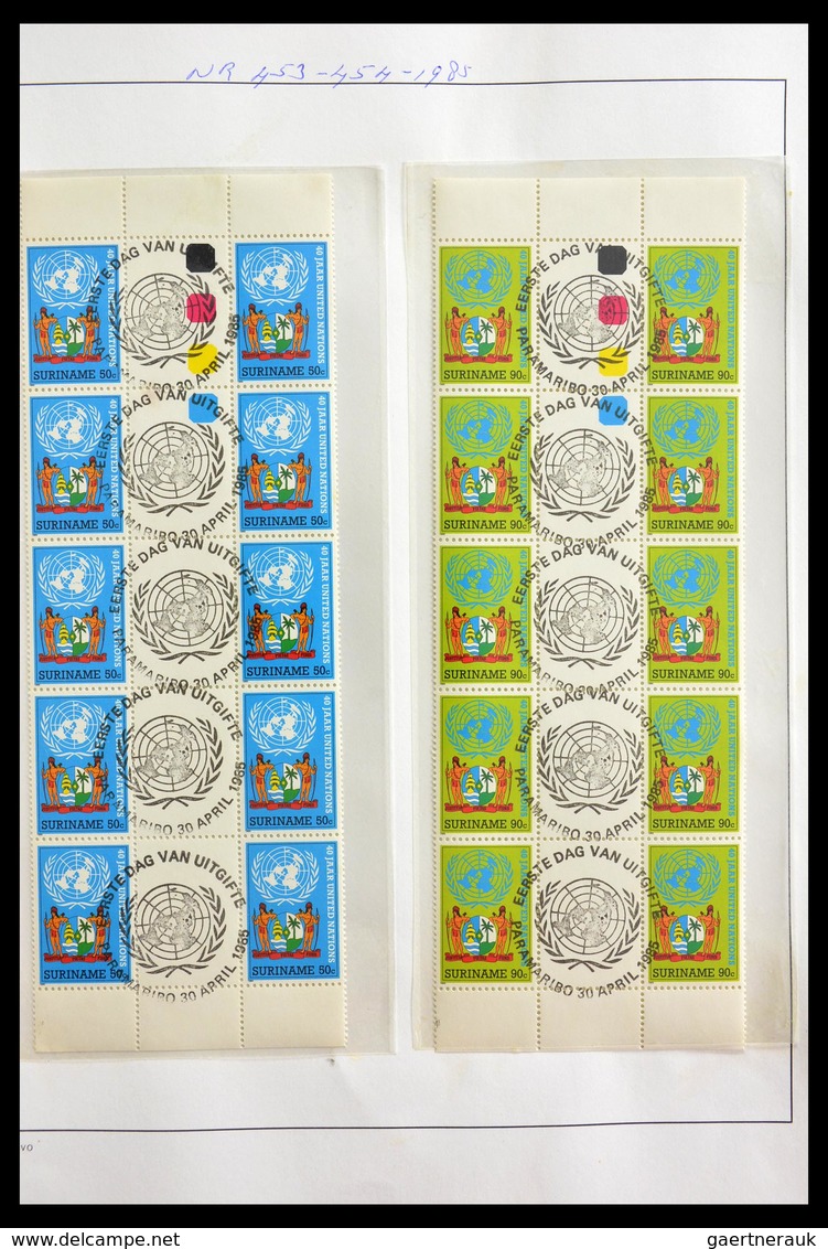 Surinam: 1977-2003: Beautiful, very extensive, cancelled collection gutterpairs of Surinam 1977-2003