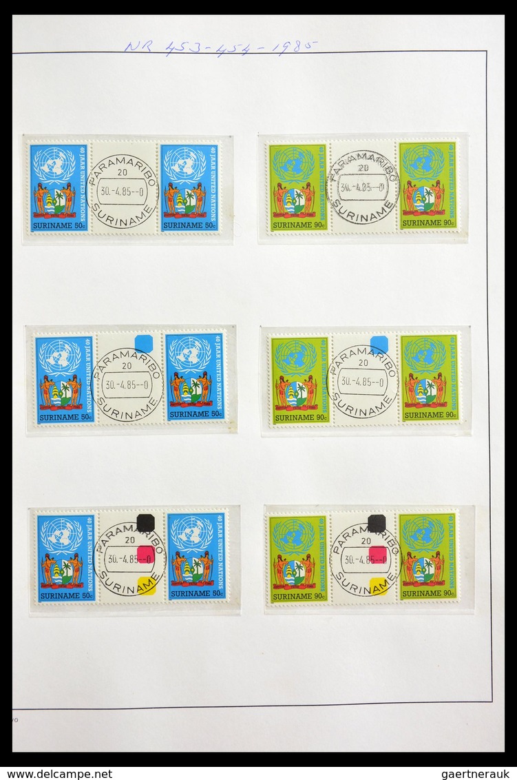 Surinam: 1977-2003: Beautiful, very extensive, cancelled collection gutterpairs of Surinam 1977-2003