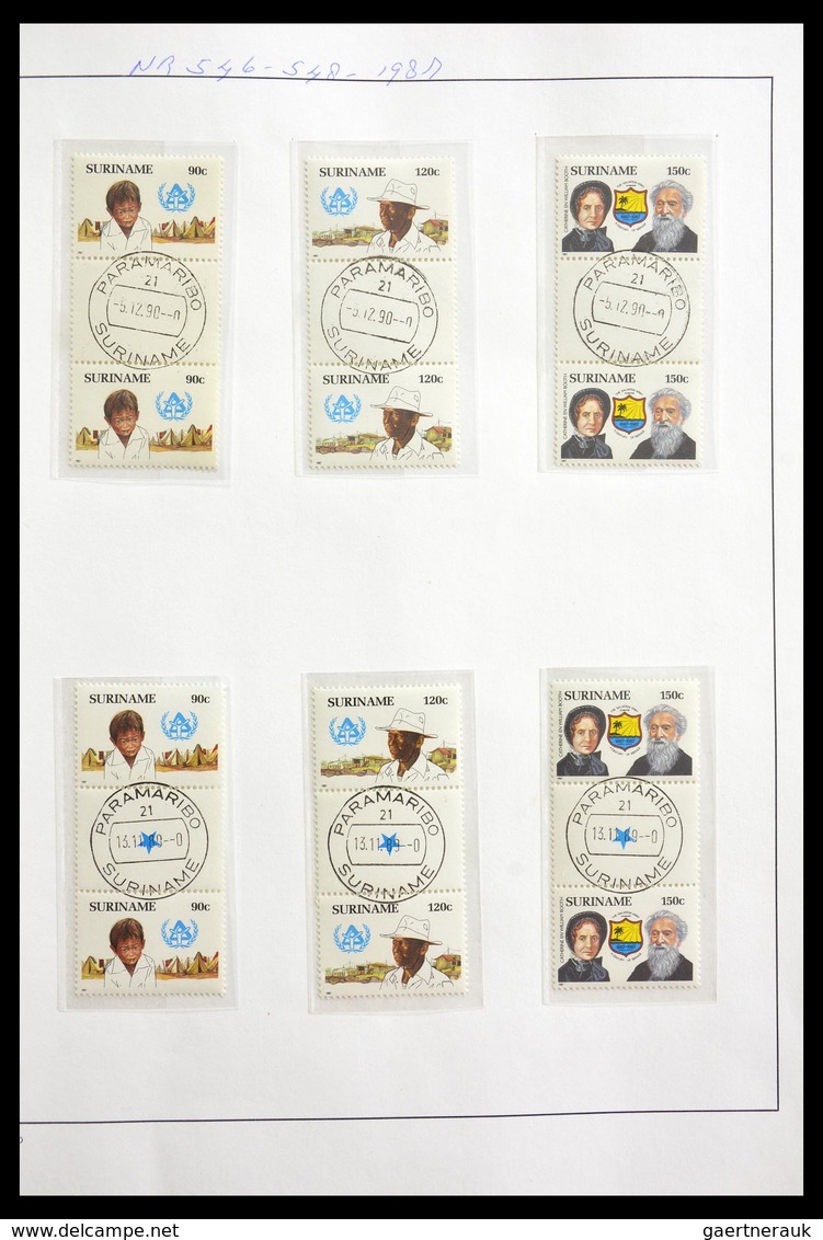 Surinam: 1977-2003: Beautiful, very extensive, cancelled collection gutterpairs of Surinam 1977-2003