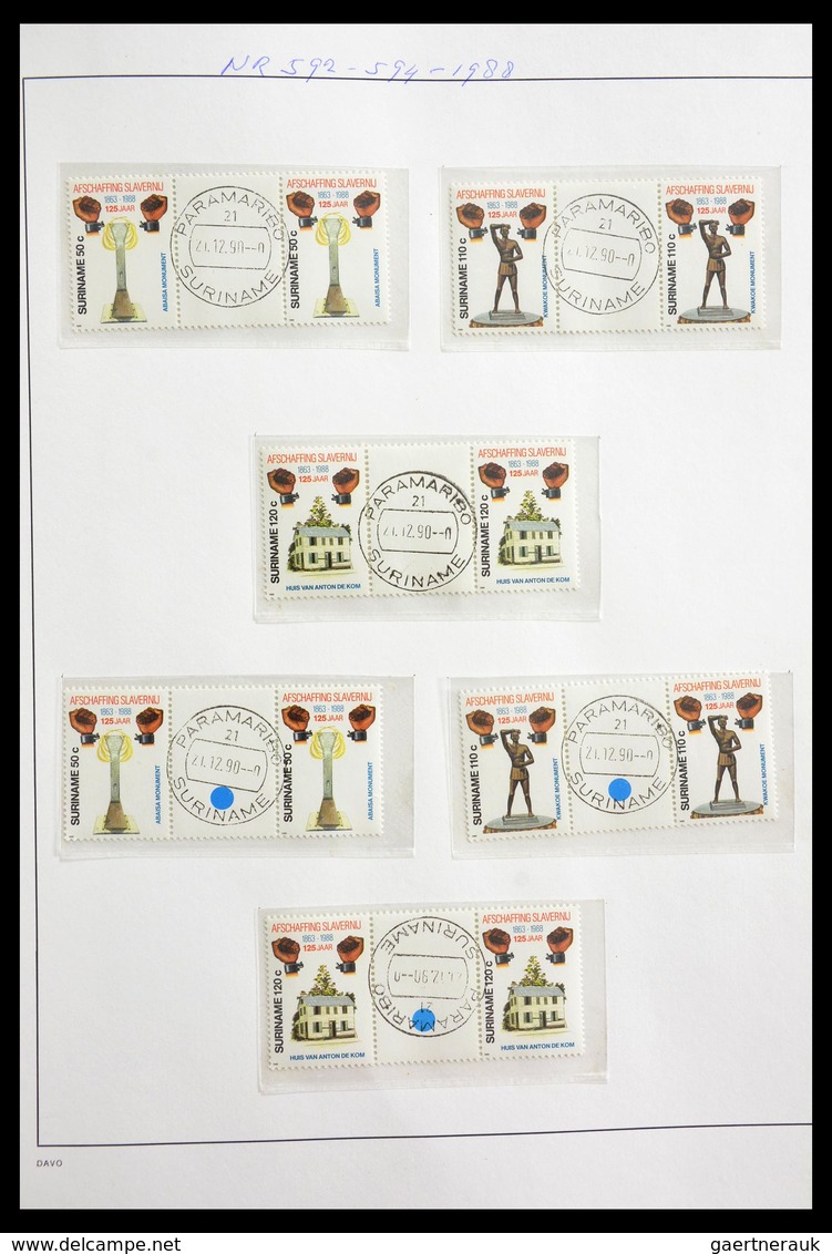 Surinam: 1977-2003: Beautiful, very extensive, cancelled collection gutterpairs of Surinam 1977-2003