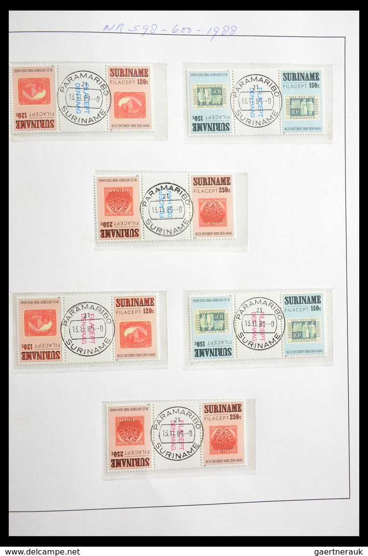 Surinam: 1977-2003: Beautiful, very extensive, cancelled collection gutterpairs of Surinam 1977-2003