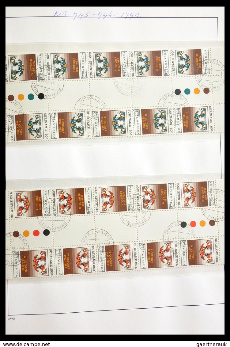 Surinam: 1977-2003: Beautiful, very extensive, cancelled collection gutterpairs of Surinam 1977-2003