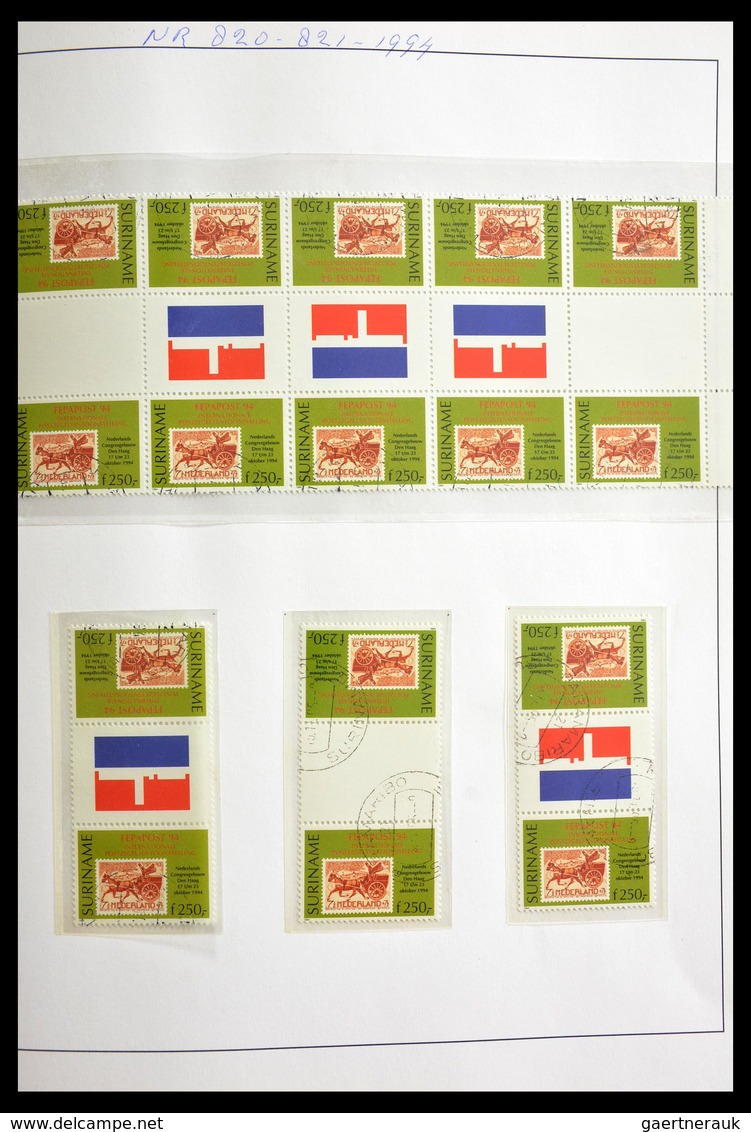 Surinam: 1977-2003: Beautiful, very extensive, cancelled collection gutterpairs of Surinam 1977-2003