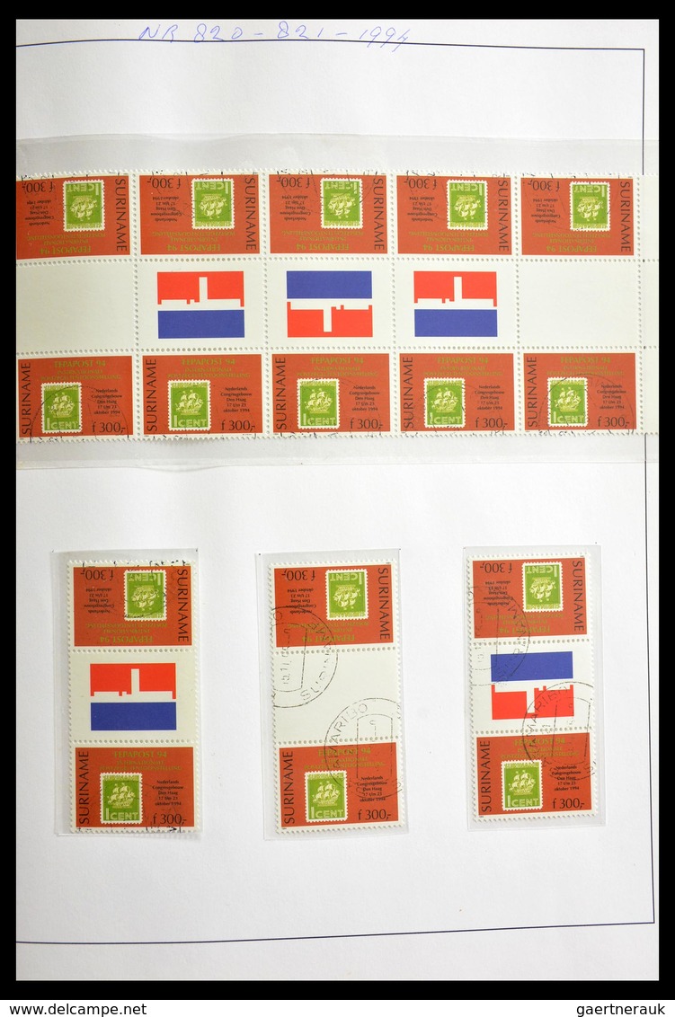 Surinam: 1977-2003: Beautiful, very extensive, cancelled collection gutterpairs of Surinam 1977-2003