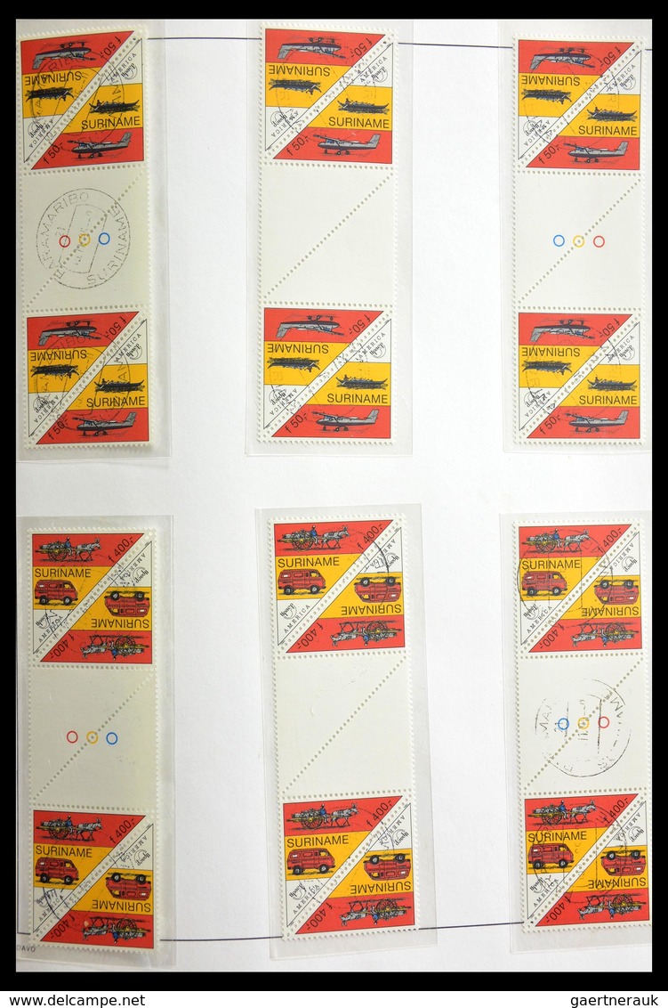 Surinam: 1977-2003: Beautiful, very extensive, cancelled collection gutterpairs of Surinam 1977-2003