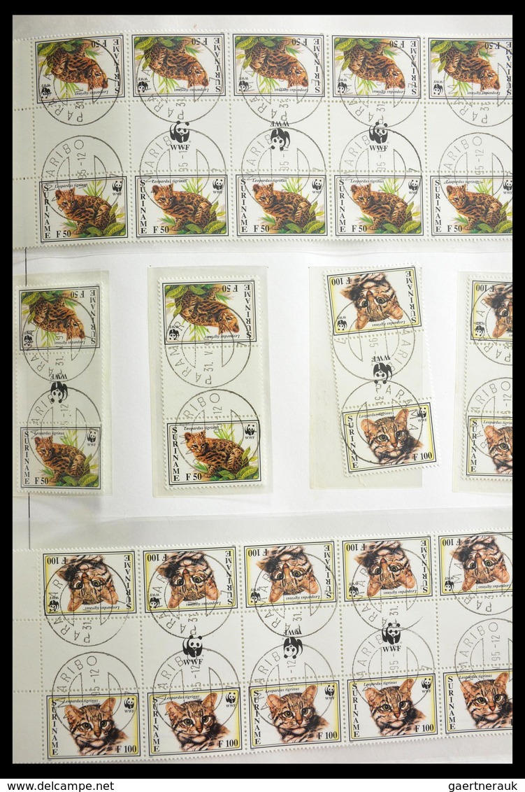 Surinam: 1977-2003: Beautiful, very extensive, cancelled collection gutterpairs of Surinam 1977-2003