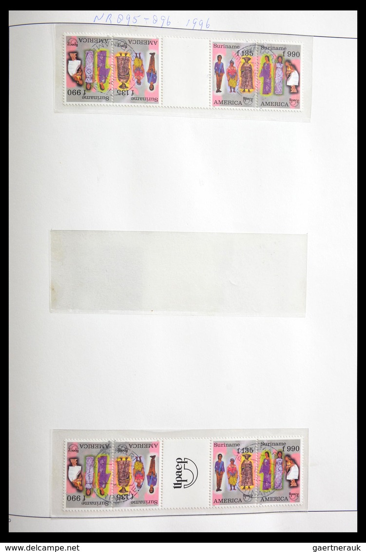 Surinam: 1977-2003: Beautiful, very extensive, cancelled collection gutterpairs of Surinam 1977-2003