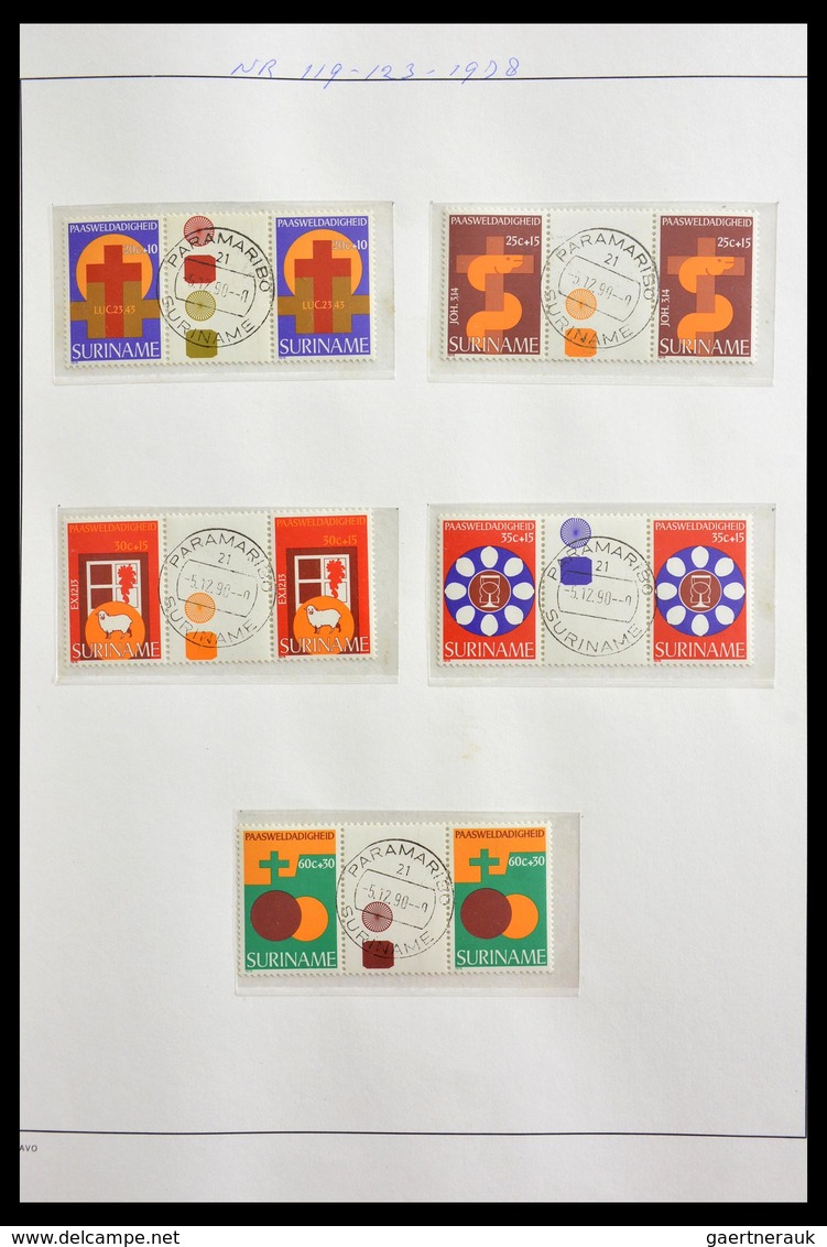 Surinam: 1977-2003: Beautiful, very extensive, cancelled collection gutterpairs of Surinam 1977-2003