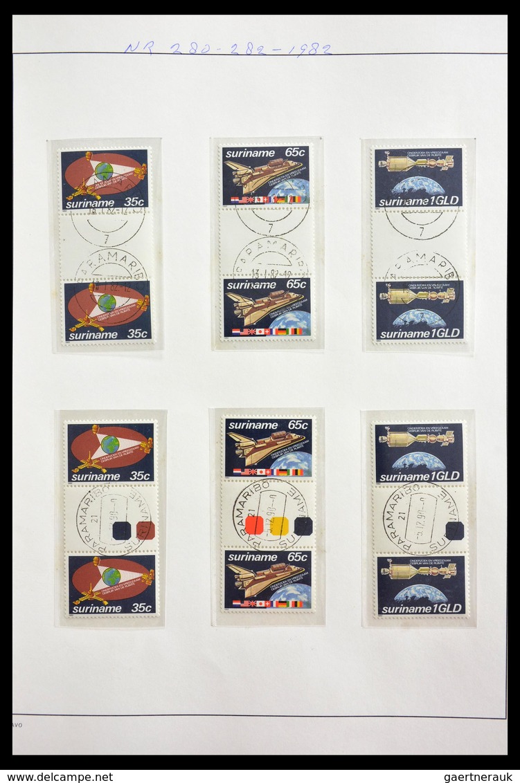 Surinam: 1977-2003: Beautiful, very extensive, cancelled collection gutterpairs of Surinam 1977-2003