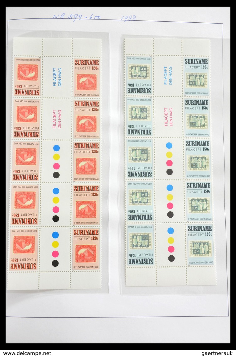 Surinam: 1977-2004: Beautiful, very extensive, MNH collection gutterpairs of Surinam 1977-2004, incl