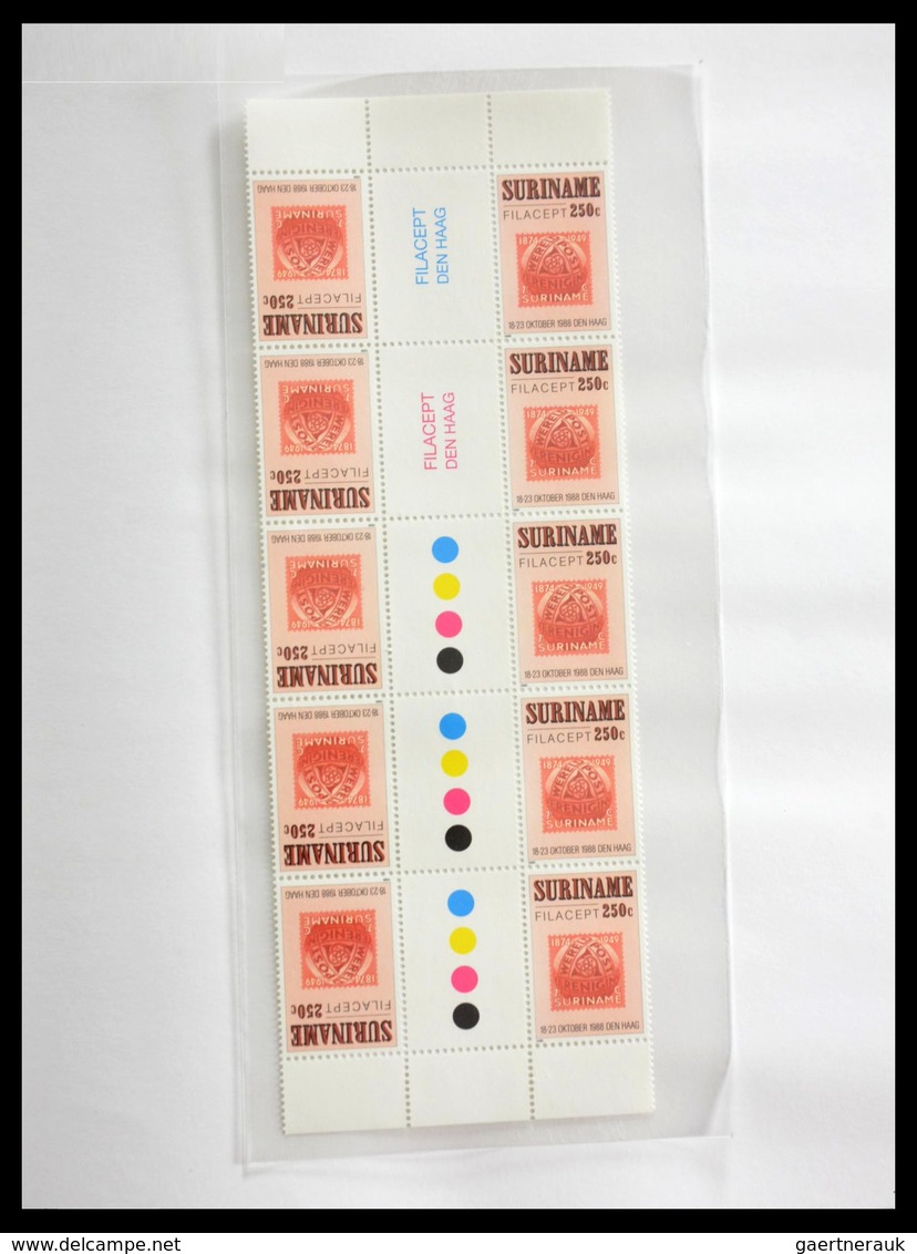 Surinam: 1977-2004: Beautiful, very extensive, MNH collection gutterpairs of Surinam 1977-2004, incl