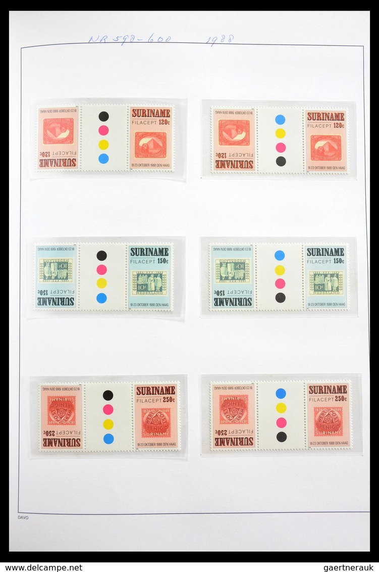 Surinam: 1977-2004: Beautiful, very extensive, MNH collection gutterpairs of Surinam 1977-2004, incl