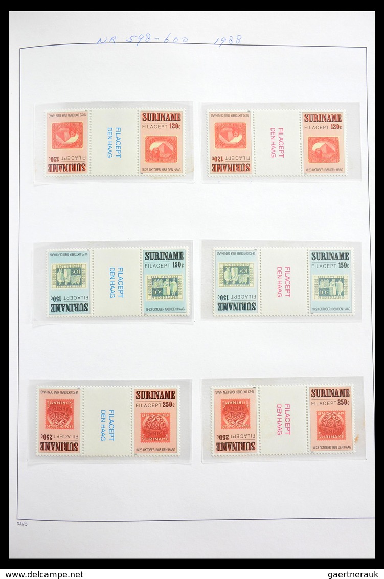 Surinam: 1977-2004: Beautiful, very extensive, MNH collection gutterpairs of Surinam 1977-2004, incl