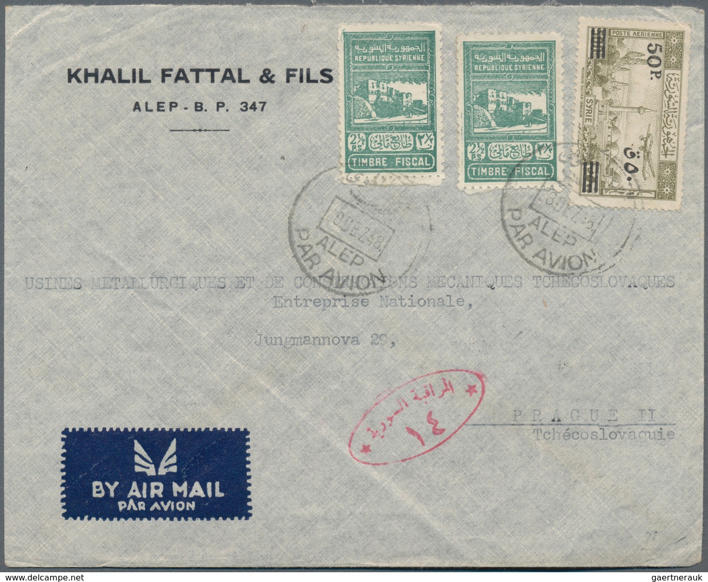 Syrien: 1917/1960 (ca.), mainly 1940s/1950s, holding of apprx. 390 covers/cards, mainly commercial c