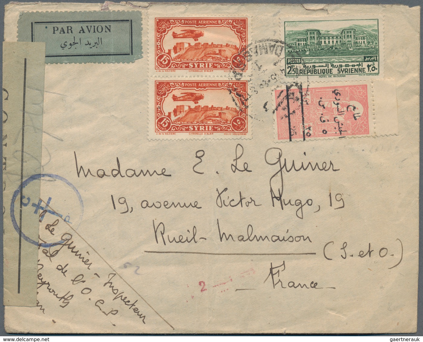 Syrien: 1917/1960 (ca.), mainly 1940s/1950s, holding of apprx. 390 covers/cards, mainly commercial c