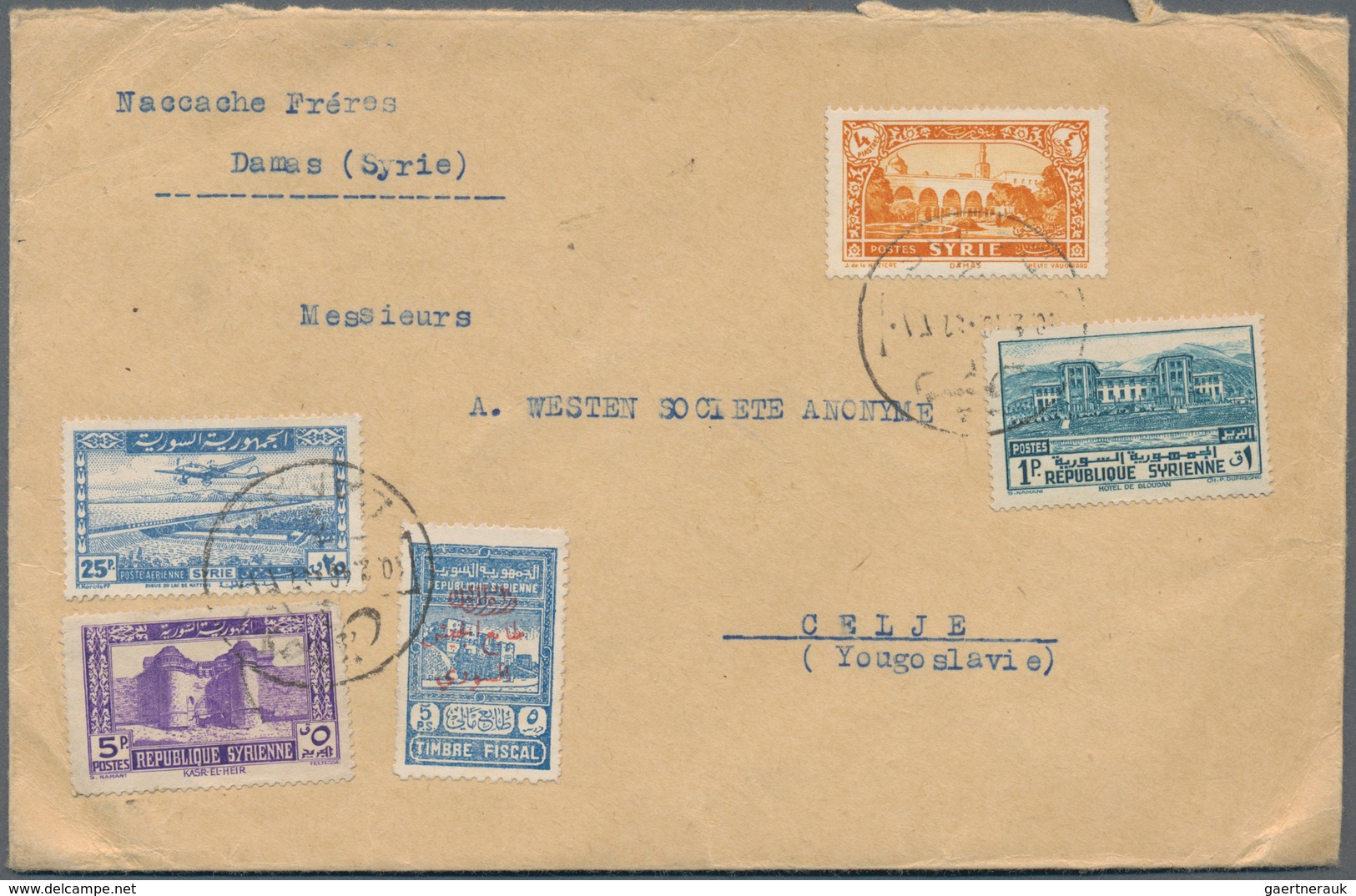 Syrien: 1917/1960 (ca.), mainly 1940s/1950s, holding of apprx. 390 covers/cards, mainly commercial c