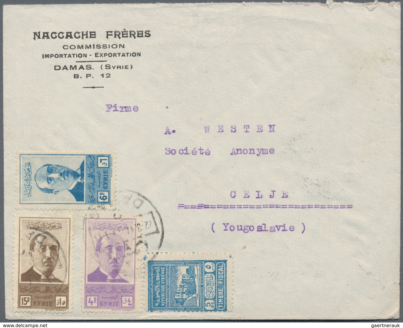 Syrien: 1917/1960 (ca.), mainly 1940s/1950s, holding of apprx. 390 covers/cards, mainly commercial c