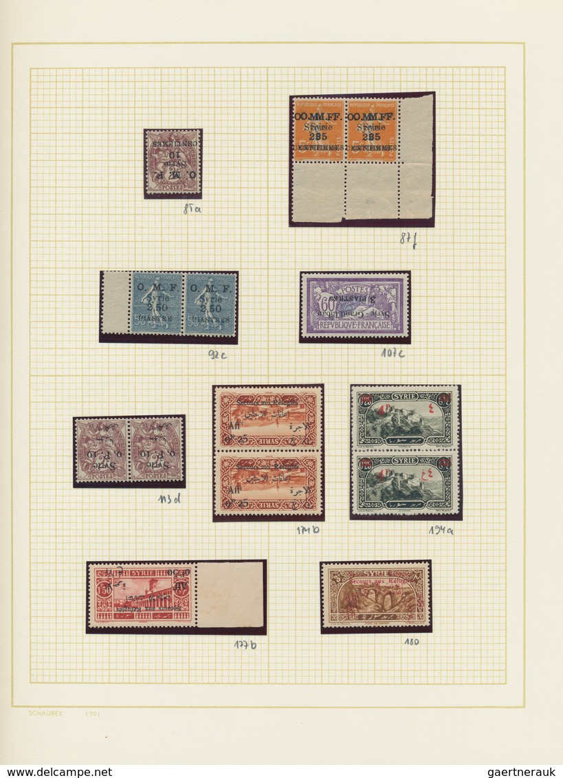 Syrien: 1922/1926, OVERPRINT VARIETIES, Petty U/m Collection Of 14 Stamps Showing Overprint Varietie - Syrien