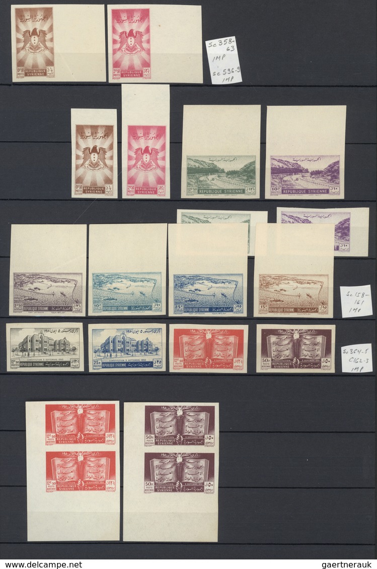 Syrien: 1930-50, Stock of imperf issues in large album including air mails, many imperfs in pairs, m