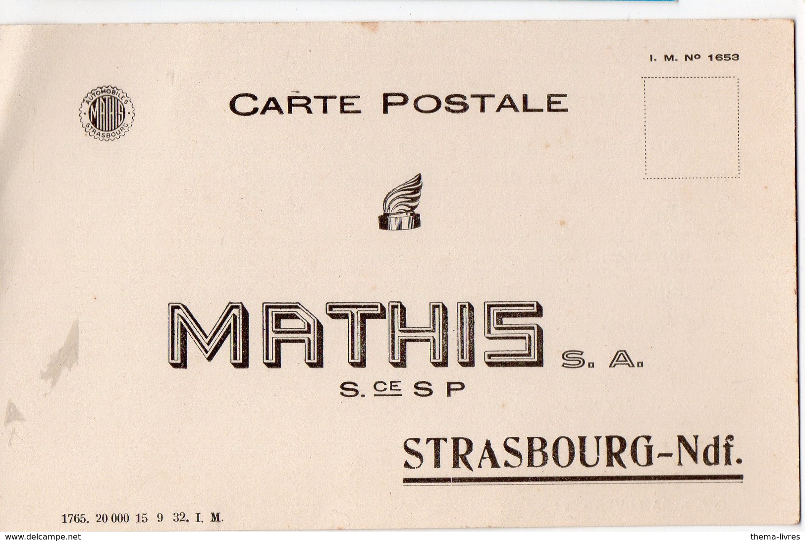 Strasbourg (67 Bas Rhin) Carte Réponse MATHIS  (PPP16922) - Advertising