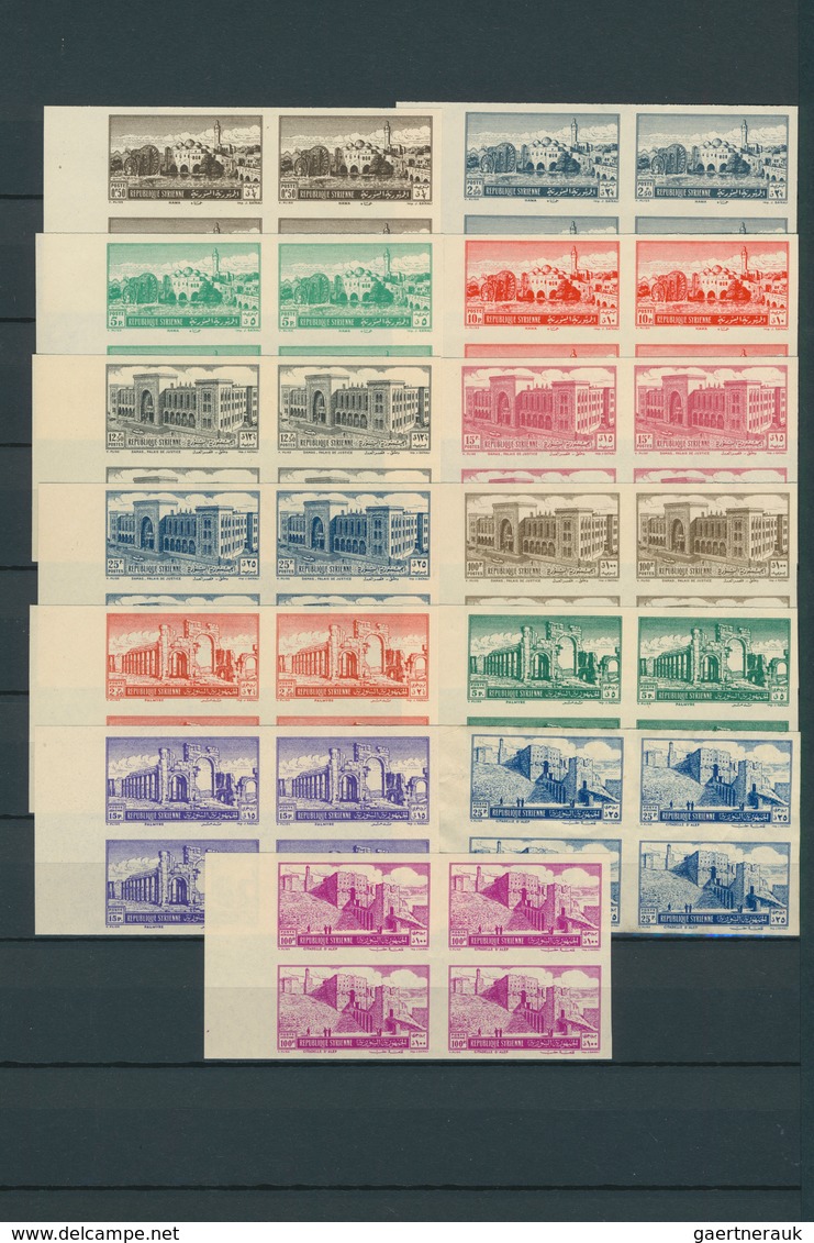 Syrien: 1940/1955, Mint Collection Of 67 IMPERFORATE Blocks Of Four (=268 Imperforate Stamps) With M - Syrien