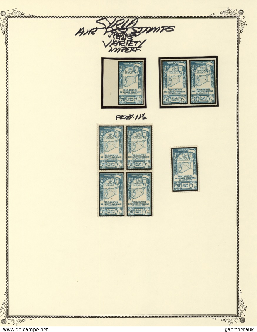 Syrien: 1942/1953, specialised mint collection on album pages, showing blocks of four, plate blocks,