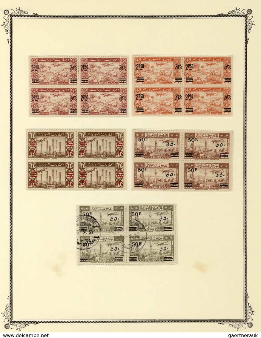 Syrien: 1942/1953, specialised mint collection on album pages, showing blocks of four, plate blocks,