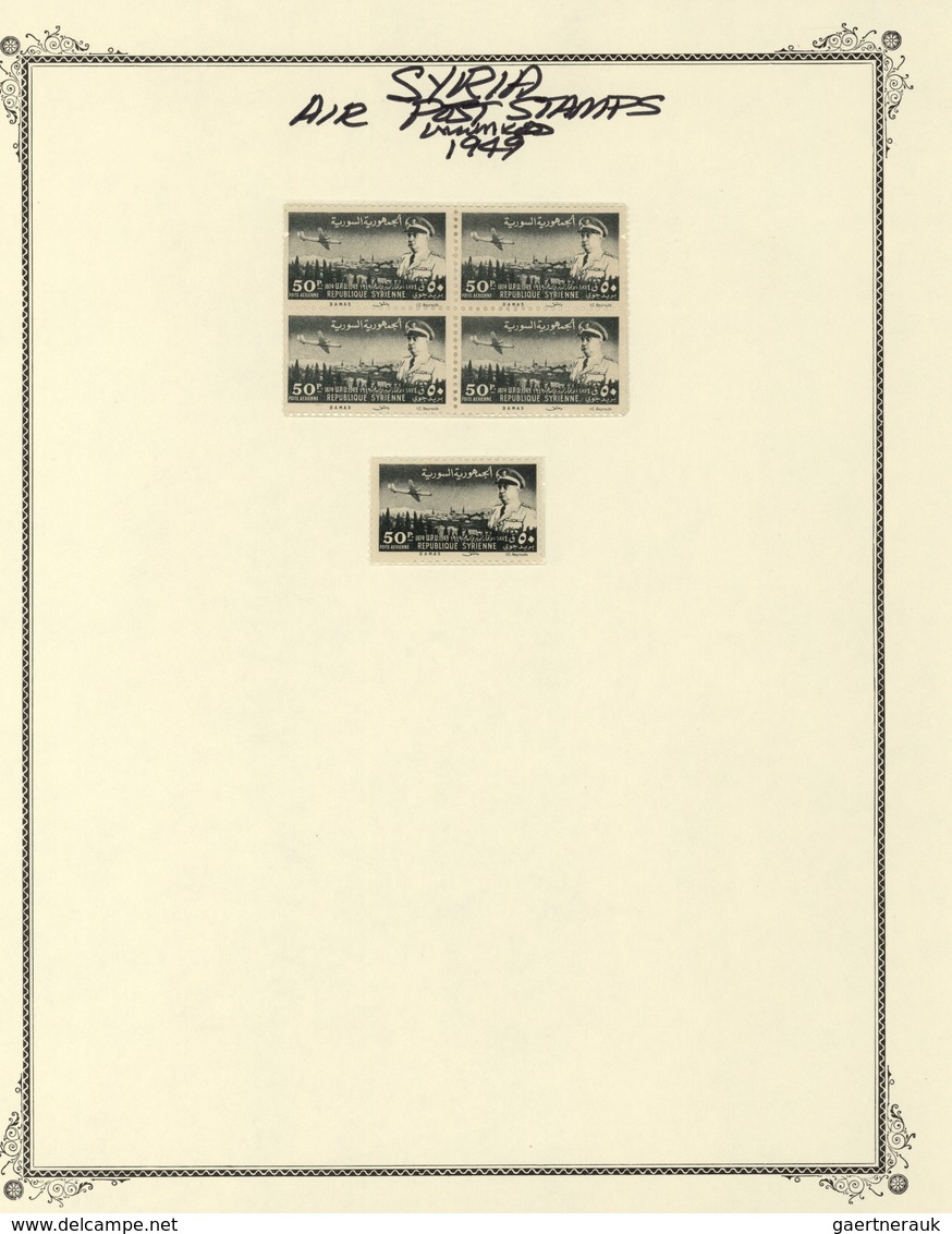 Syrien: 1942/1953, specialised mint collection on album pages, showing blocks of four, plate blocks,