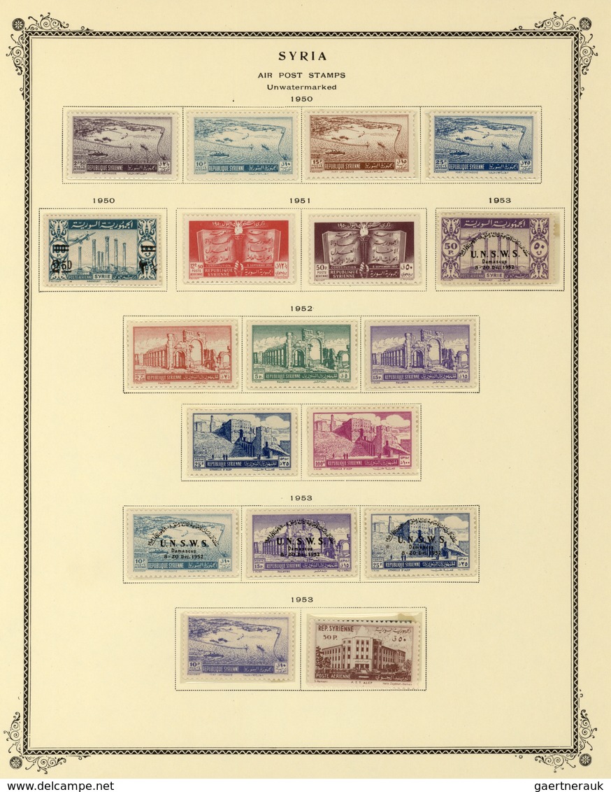 Syrien: 1942/1953, specialised mint collection on album pages, showing blocks of four, plate blocks,