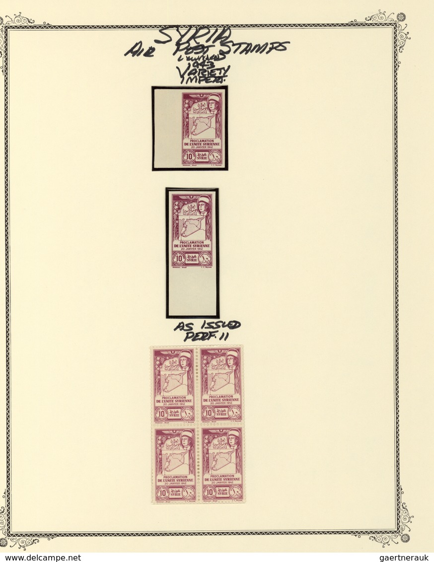 Syrien: 1942/1953, specialised mint collection on album pages, showing blocks of four, plate blocks,