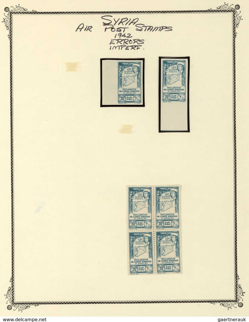 Syrien: 1942/1953, specialised mint collection on album pages, showing blocks of four, plate blocks,